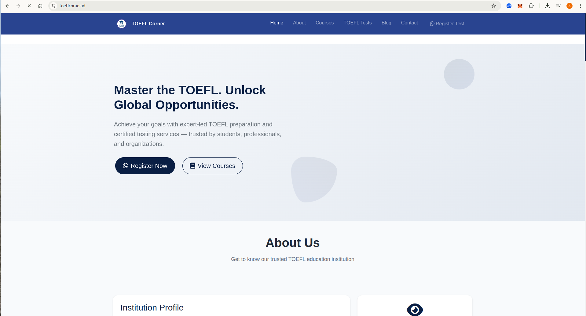 Web Landing Page Lembaga Pendidikan